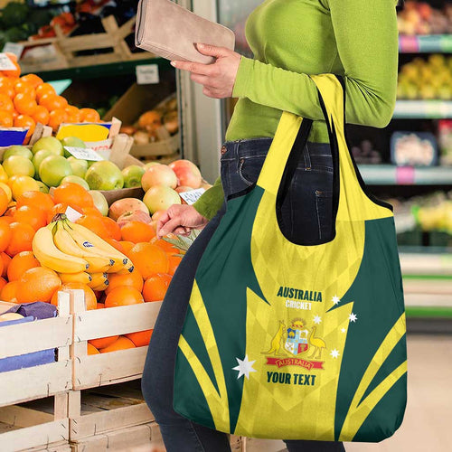 Australia Cricket Custom Grocery Bag Go Aussie Dynamic Yellow - Aussie Hoodie