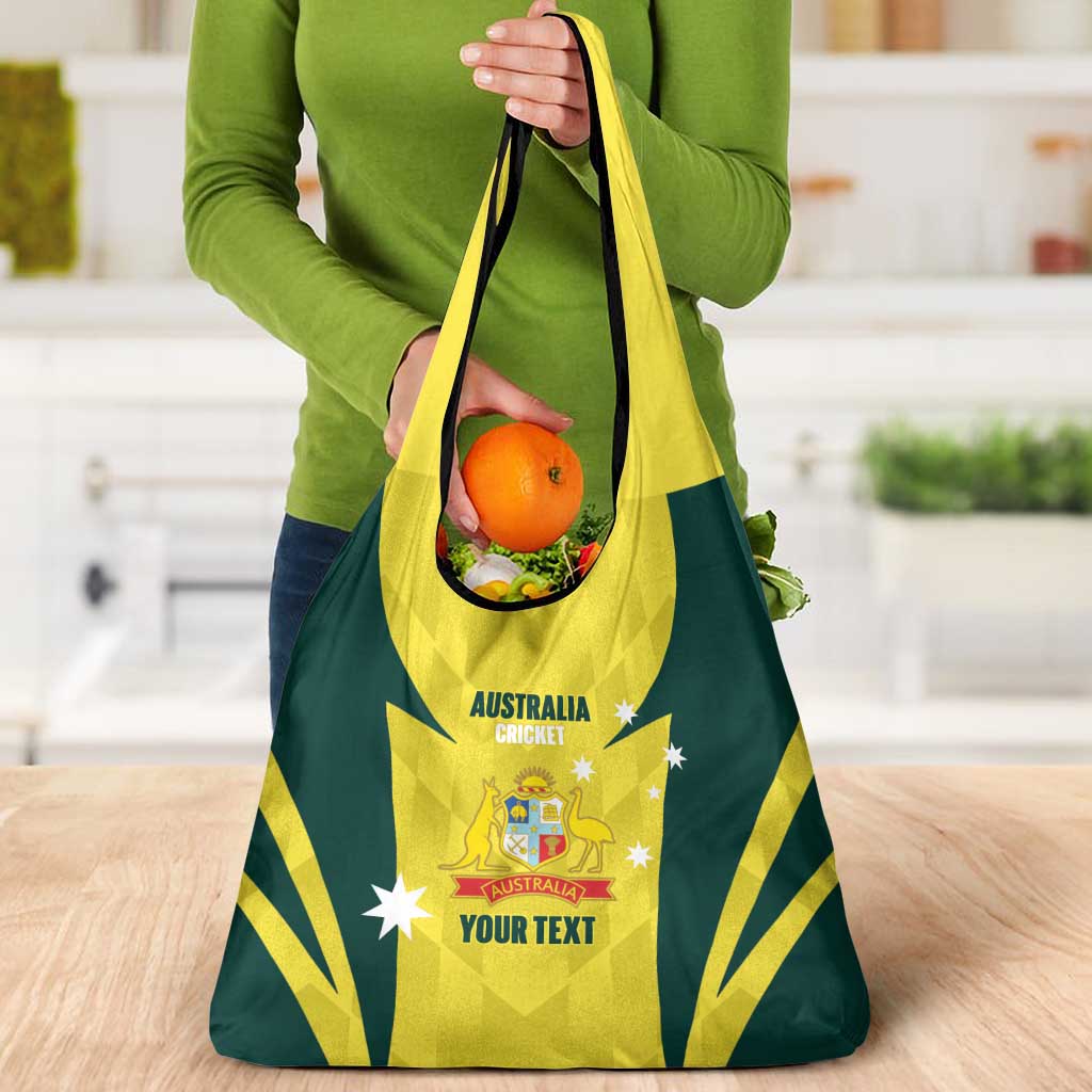 Australia Cricket Custom Grocery Bag Go Aussie Dynamic Yellow - Aussie Hoodie