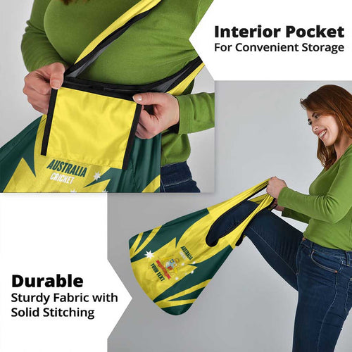 Australia Cricket Custom Grocery Bag Go Aussie Dynamic Yellow - Aussie Hoodie