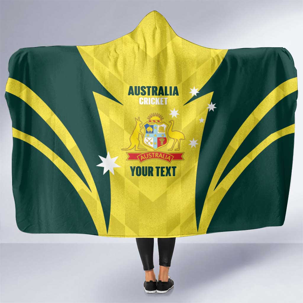 Australia Cricket Custom Hooded Blanket Go Aussie Dynamic Yellow - Aussie Hoodie