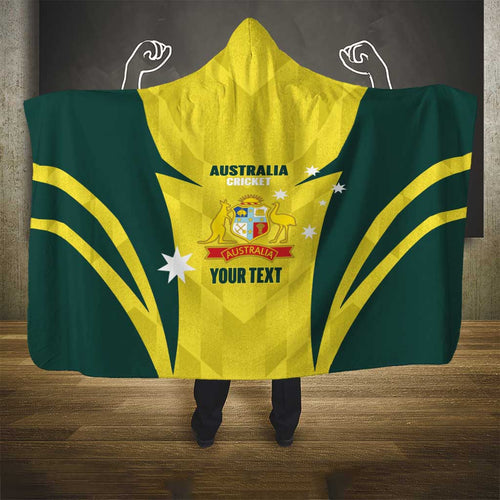 Australia Cricket Custom Hooded Blanket Go Aussie Dynamic Yellow - Aussie Hoodie