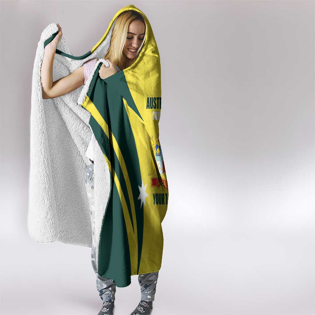 Australia Cricket Custom Hooded Blanket Go Aussie Dynamic Yellow - Aussie Hoodie
