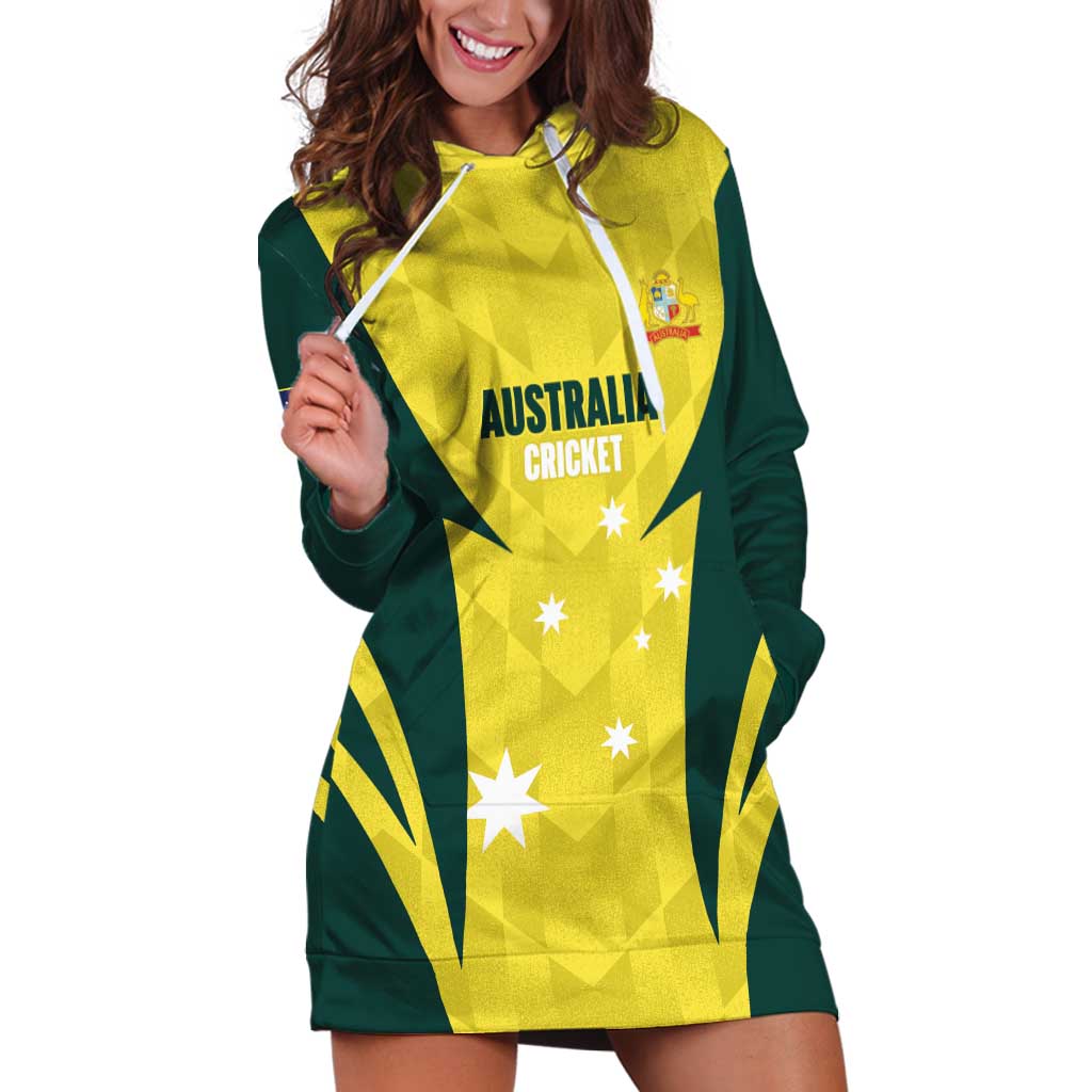 Australia Cricket Custom Hoodie Dress Go Aussie Dynamic Yellow - Aussie Hoodie
