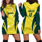 Australia Cricket Custom Hoodie Dress Go Aussie Dynamic Yellow - Aussie Hoodie