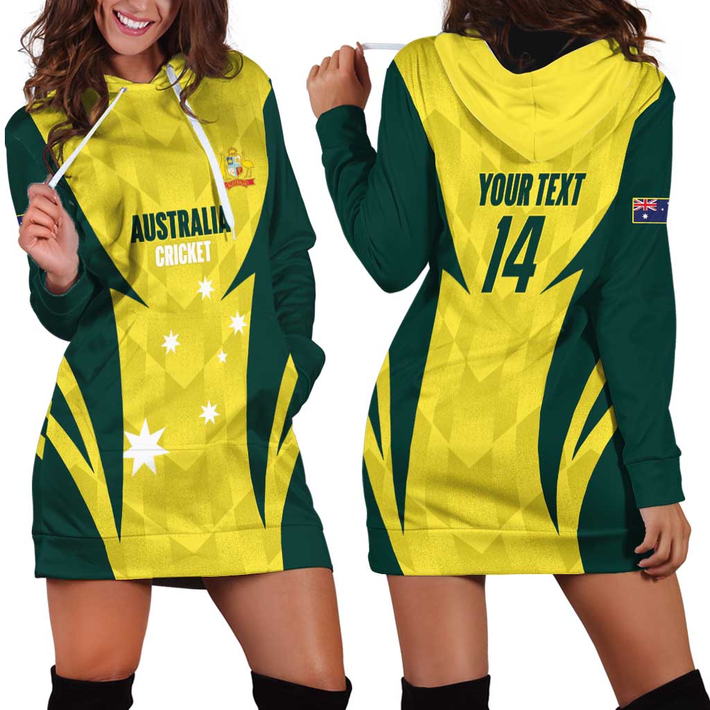 Australia Cricket Custom Hoodie Dress Go Aussie Dynamic Yellow - Aussie Hoodie