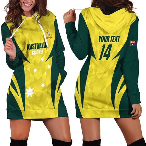 Australia Cricket Custom Hoodie Dress Go Aussie Dynamic Yellow - Aussie Hoodie