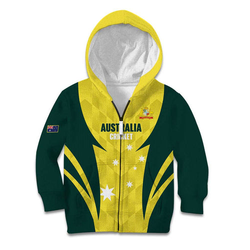 Australia Cricket Custom Kid Hoodie Go Aussie Dynamic Yellow - Aussie Hoodie