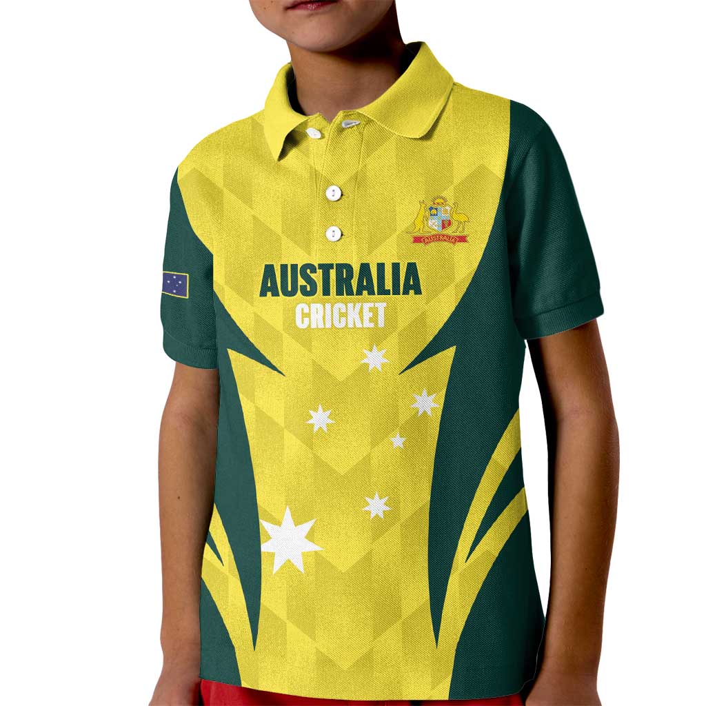 Australia Cricket Custom Kid Polo Shirt Go Aussie Dynamic Yellow - Aussie Hoodie