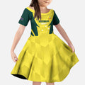Australia Cricket Custom Kid Short Sleeve Dress Go Aussie Dynamic Yellow - Aussie Hoodie