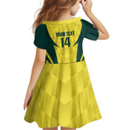 Australia Cricket Custom Kid Short Sleeve Dress Go Aussie Dynamic Yellow - Aussie Hoodie