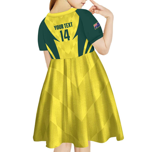 Australia Cricket Custom Kid Short Sleeve Dress Go Aussie Dynamic Yellow - Aussie Hoodie