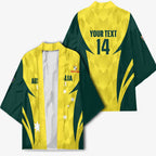 Australia Cricket Custom Kimono Go Aussie Dynamic Yellow - Aussie Hoodie