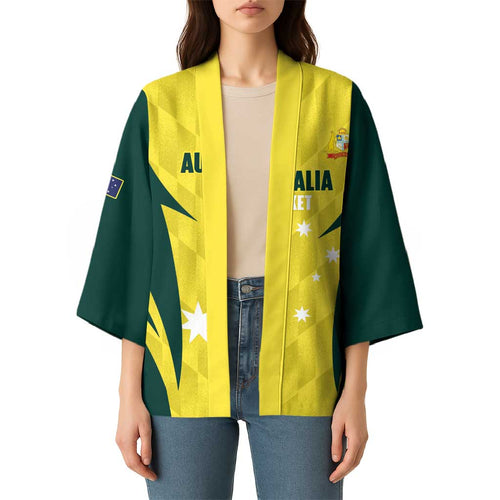 Australia Cricket Custom Kimono Go Aussie Dynamic Yellow - Aussie Hoodie
