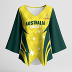 Australia Cricket Custom Kimono Sleeve Blouse Go Aussie Dynamic Yellow - Aussie Hoodie