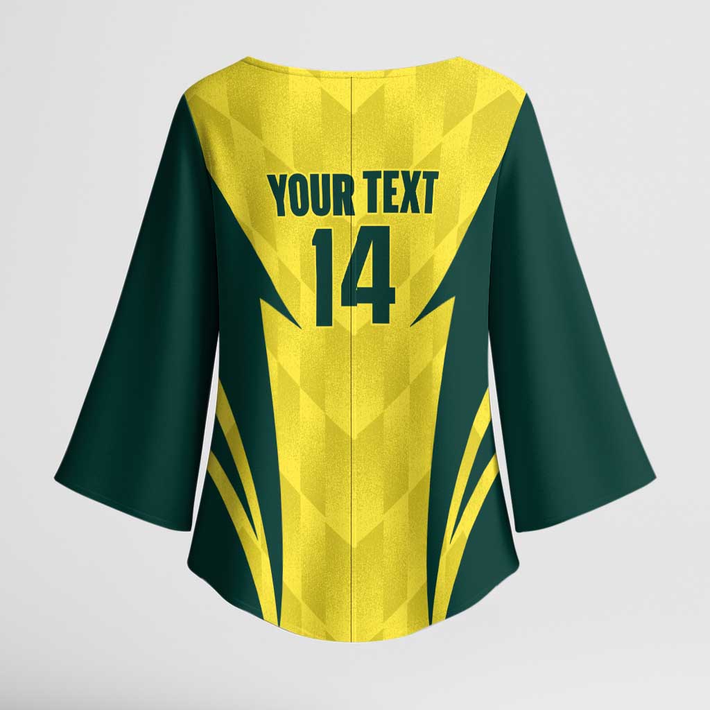 Australia Cricket Custom Kimono Sleeve Blouse Go Aussie Dynamic Yellow - Aussie Hoodie