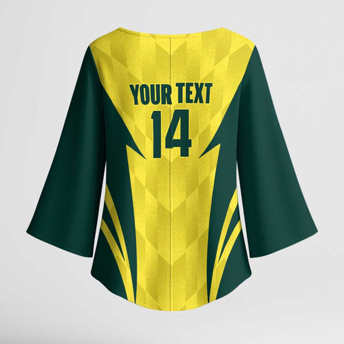 Australia Cricket Custom Kimono Sleeve Blouse Go Aussie Dynamic Yellow - Aussie Hoodie