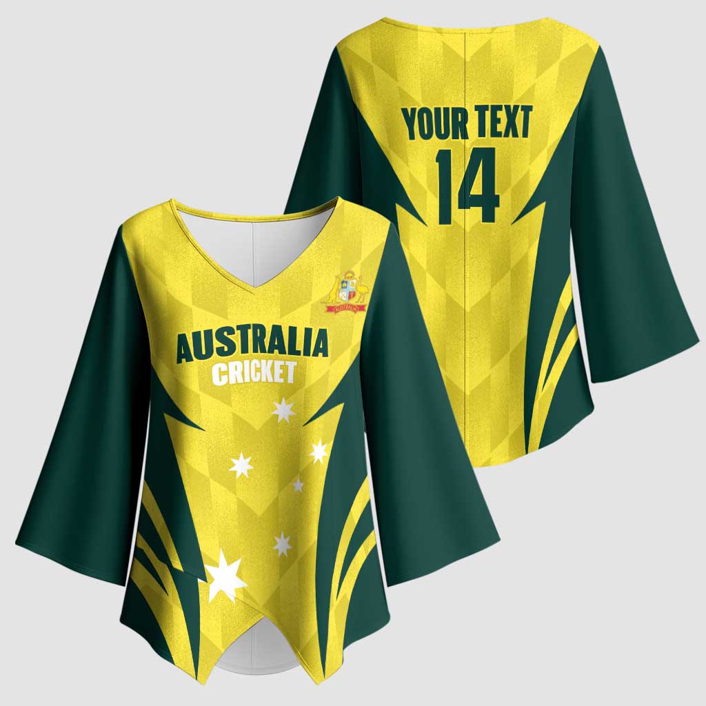 Australia Cricket Custom Kimono Sleeve Blouse Go Aussie Dynamic Yellow - Aussie Hoodie