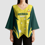 Australia Cricket Custom Kimono Sleeve Blouse Go Aussie Dynamic Yellow - Aussie Hoodie