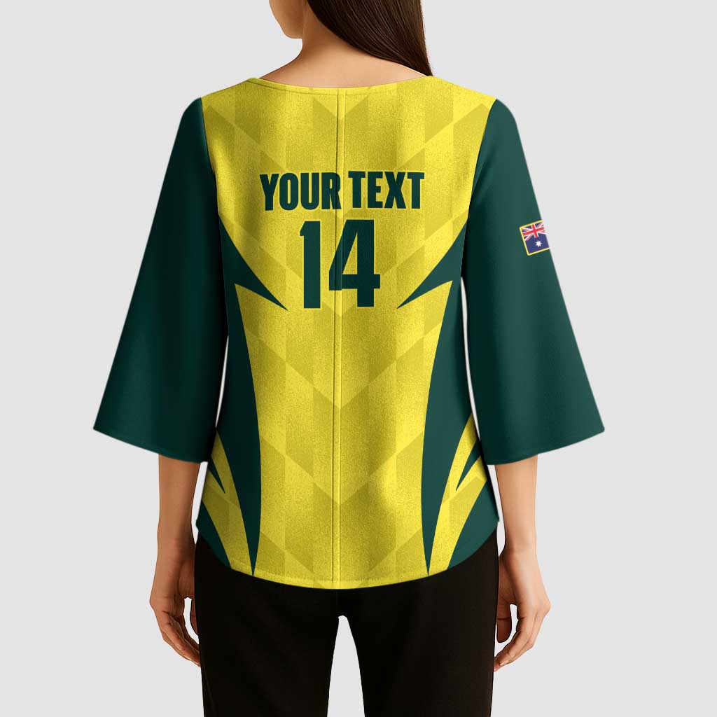 Australia Cricket Custom Kimono Sleeve Blouse Go Aussie Dynamic Yellow - Aussie Hoodie