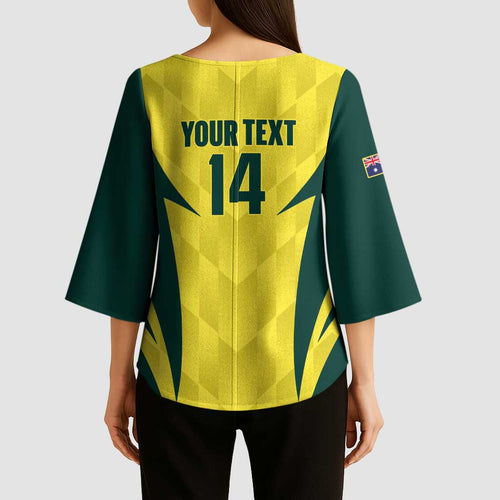 Australia Cricket Custom Kimono Sleeve Blouse Go Aussie Dynamic Yellow - Aussie Hoodie