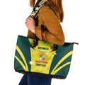 Australia Cricket Custom Leather Tote Bag Go Aussie Dynamic Yellow - Aussie Hoodie