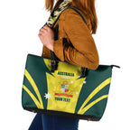 Australia Cricket Custom Leather Tote Bag Go Aussie Dynamic Yellow - Aussie Hoodie