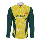 Australia Cricket Custom Long Sleeve Button Shirt Go Aussie Dynamic Yellow - Aussie Hoodie