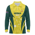 Australia Cricket Custom Long Sleeve Polo Shirt Go Aussie Dynamic Yellow - Aussie Hoodie