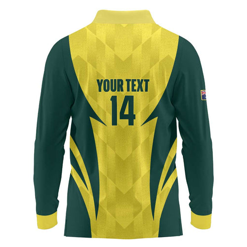 Australia Cricket Custom Long Sleeve Polo Shirt Go Aussie Dynamic Yellow - Aussie Hoodie