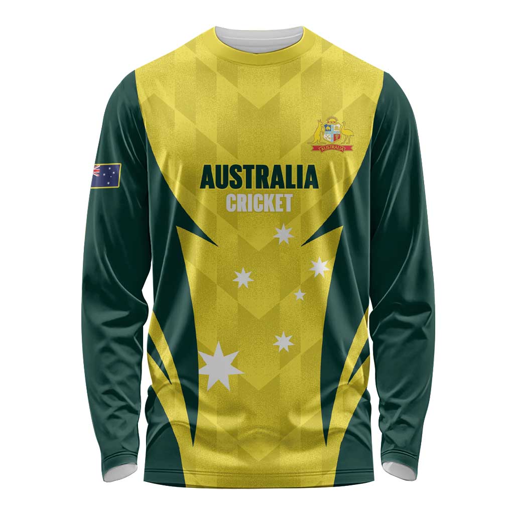 Australia Cricket Custom Long Sleeve Shirt Go Aussie Dynamic Yellow - Aussie Hoodie