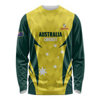 Australia Cricket Custom Long Sleeve Shirt Go Aussie Dynamic Yellow - Aussie Hoodie
