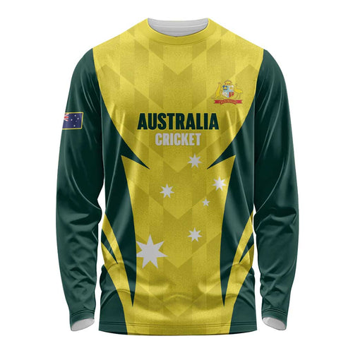 Australia Cricket Custom Long Sleeve Shirt Go Aussie Dynamic Yellow - Aussie Hoodie