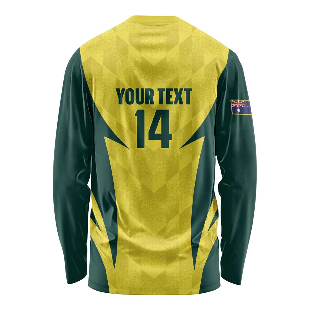 Australia Cricket Custom Long Sleeve Shirt Go Aussie Dynamic Yellow - Aussie Hoodie