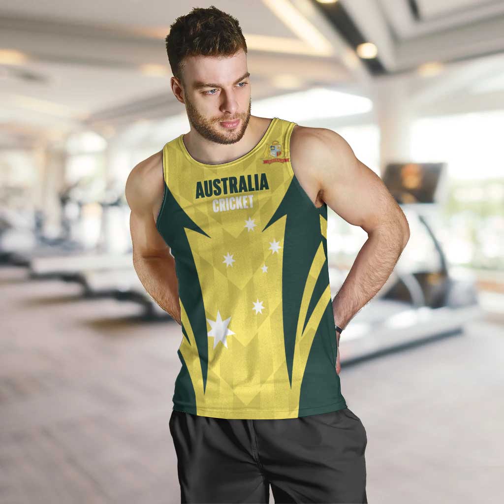 Australia Cricket Custom Men Tank Top Go Aussie Dynamic Yellow - Aussie Hoodie