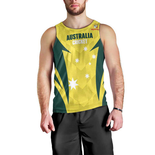 Australia Cricket Custom Men Tank Top Go Aussie Dynamic Yellow - Aussie Hoodie