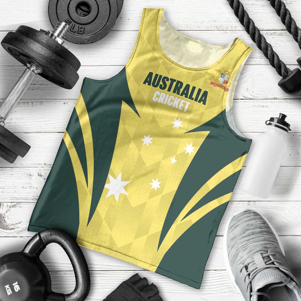 Australia Cricket Custom Men Tank Top Go Aussie Dynamic Yellow - Aussie Hoodie