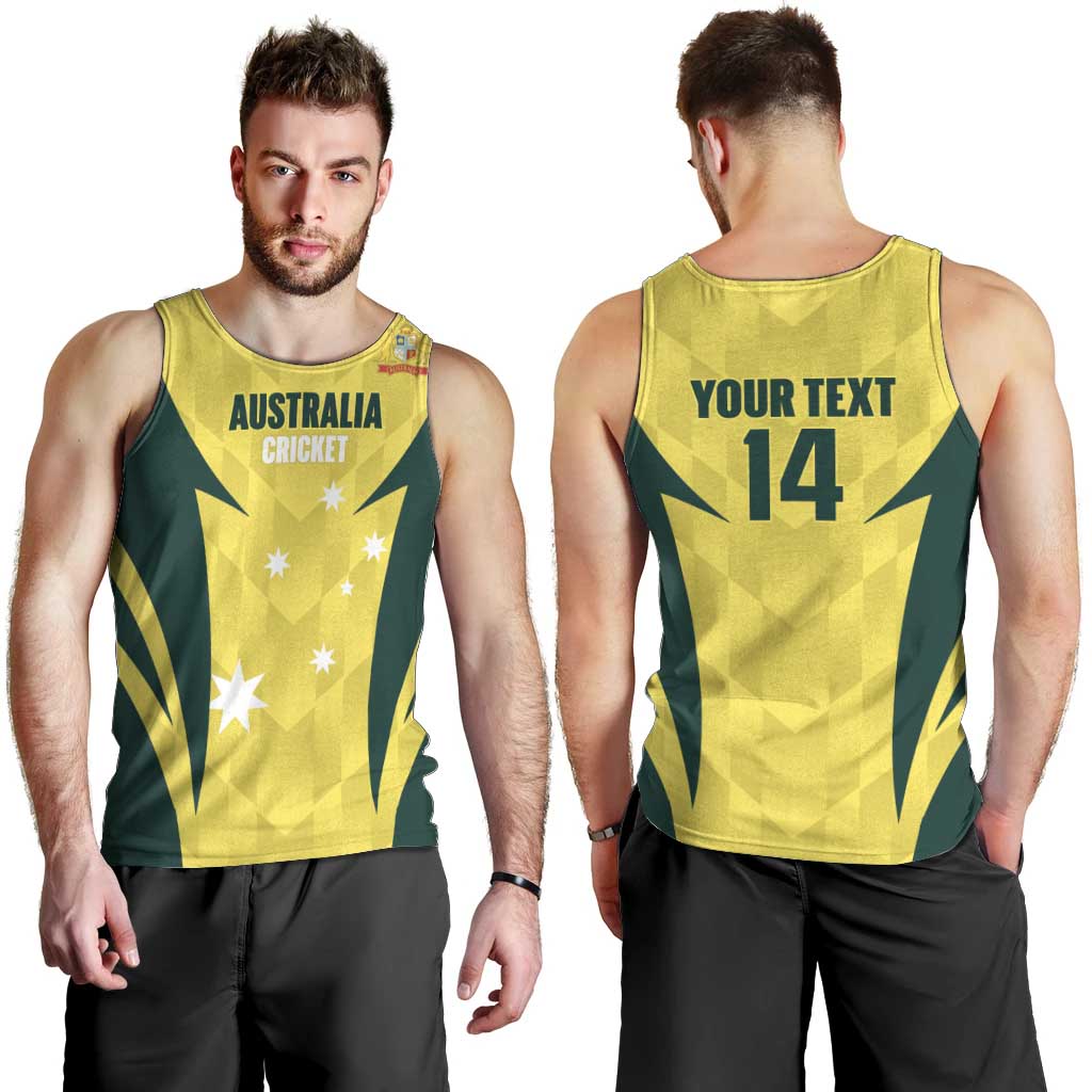 Australia Cricket Custom Men Tank Top Go Aussie Dynamic Yellow - Aussie Hoodie