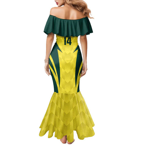 Australia Cricket Custom Mermaid Dress Go Aussie Dynamic Yellow - Aussie Hoodie