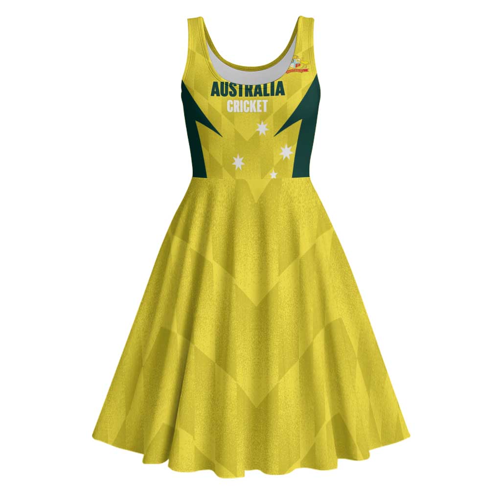 Australia Cricket Custom Midi Dress Go Aussie Dynamic Yellow - Aussie Hoodie
