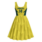 Australia Cricket Custom Midi Dress Go Aussie Dynamic Yellow - Aussie Hoodie