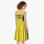 Australia Cricket Custom Midi Dress Go Aussie Dynamic Yellow - Aussie Hoodie