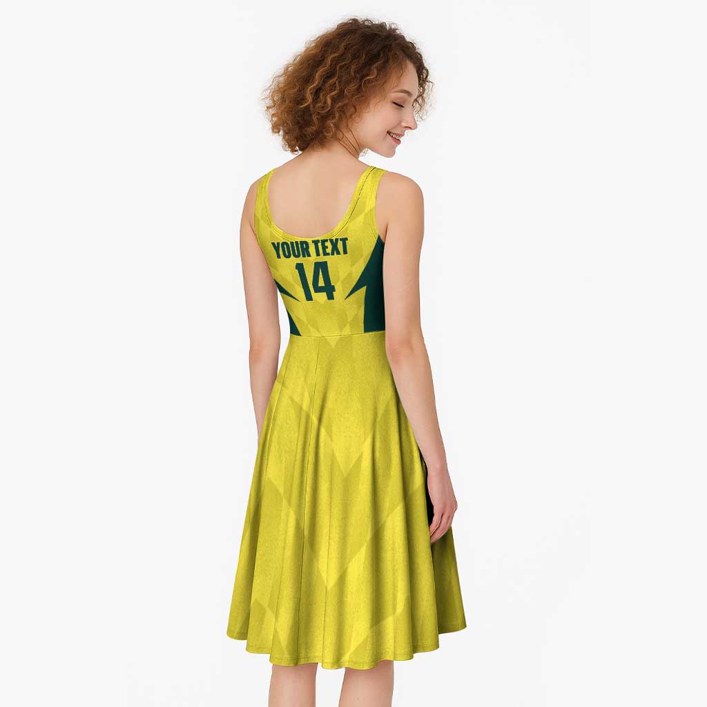Australia Cricket Custom Midi Dress Go Aussie Dynamic Yellow - Aussie Hoodie