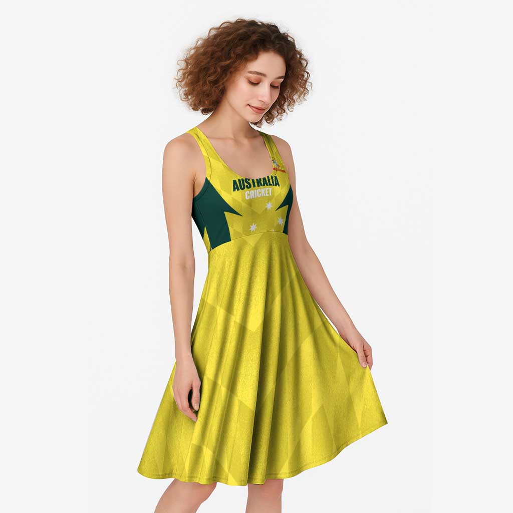 Australia Cricket Custom Midi Dress Go Aussie Dynamic Yellow - Aussie Hoodie