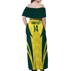 Australia Cricket Custom Off Shoulder Maxi Dress Go Aussie Dynamic Yellow - Aussie Hoodie