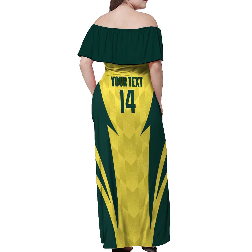 Australia Cricket Custom Off Shoulder Maxi Dress Go Aussie Dynamic Yellow - Aussie Hoodie