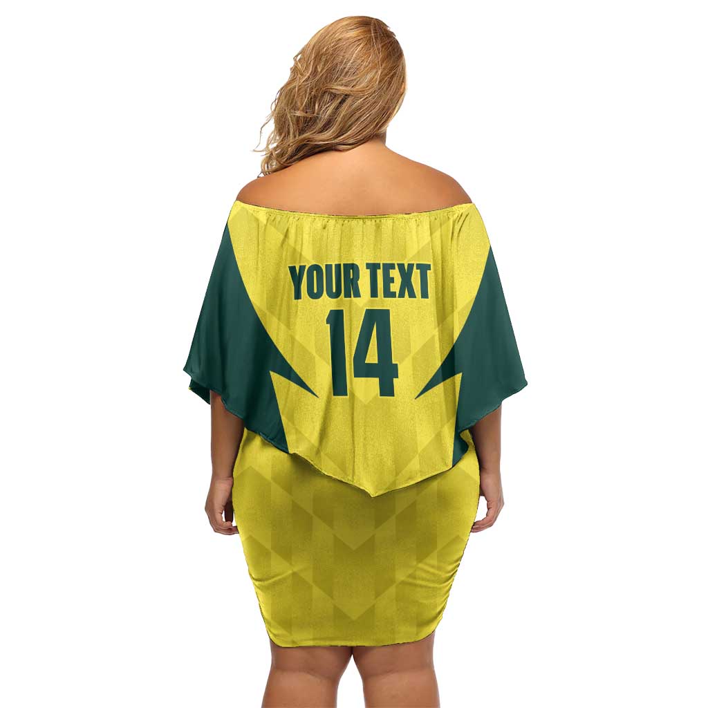 Australia Cricket Custom Off Shoulder Short Dress Go Aussie Dynamic Yellow - Aussie Hoodie