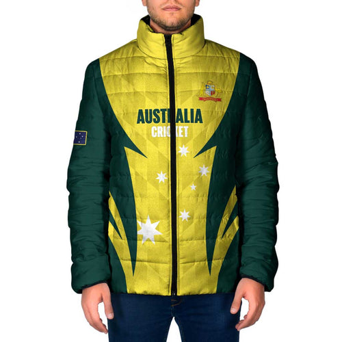 Australia Cricket Custom Padded Jacket Go Aussie Dynamic Yellow - Aussie Hoodie