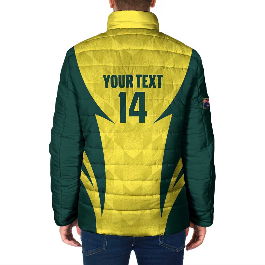 Australia Cricket Custom Padded Jacket Go Aussie Dynamic Yellow - Aussie Hoodie