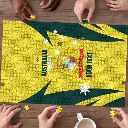 Australia Cricket Custom Puzzle Go Aussie Dynamic Yellow - Aussie Hoodie