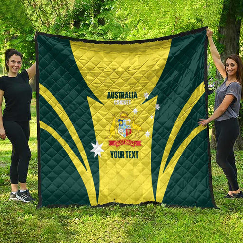 Australia Cricket Custom Quilt Go Aussie Dynamic Yellow - Aussie Hoodie
